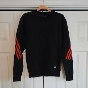 Adidas Men's Black Crewneck Sweater with Red Accents